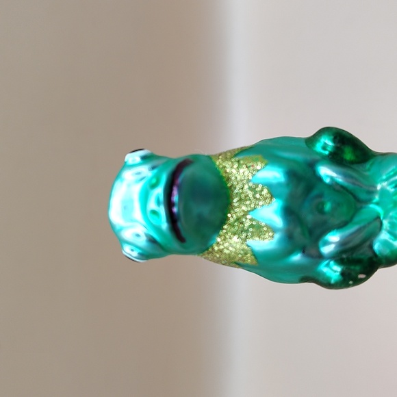 Vintage Glass Green Frog Clip on Ornament 3" - Picture 3 of 4
